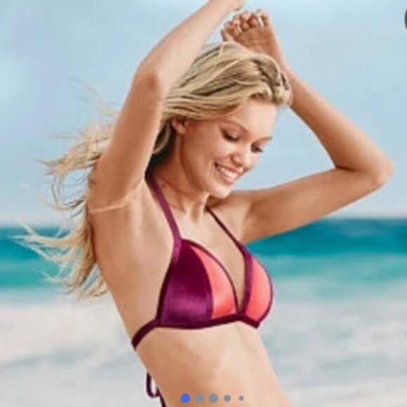 PINK Victoria Secret Velvet Swim Top (2 bras), Color block + Tie Dye Size L - Picture 2 of 11